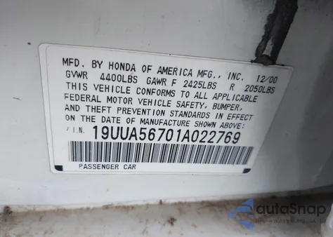 2001 Acura Tl 3.2 from USA, damaged, VIN 19UUA56701A022769